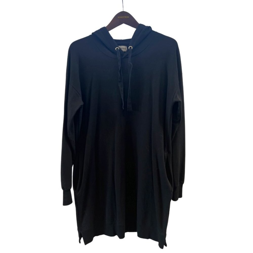 Black Sweatshirt Hoodie Mini Dress - Size S